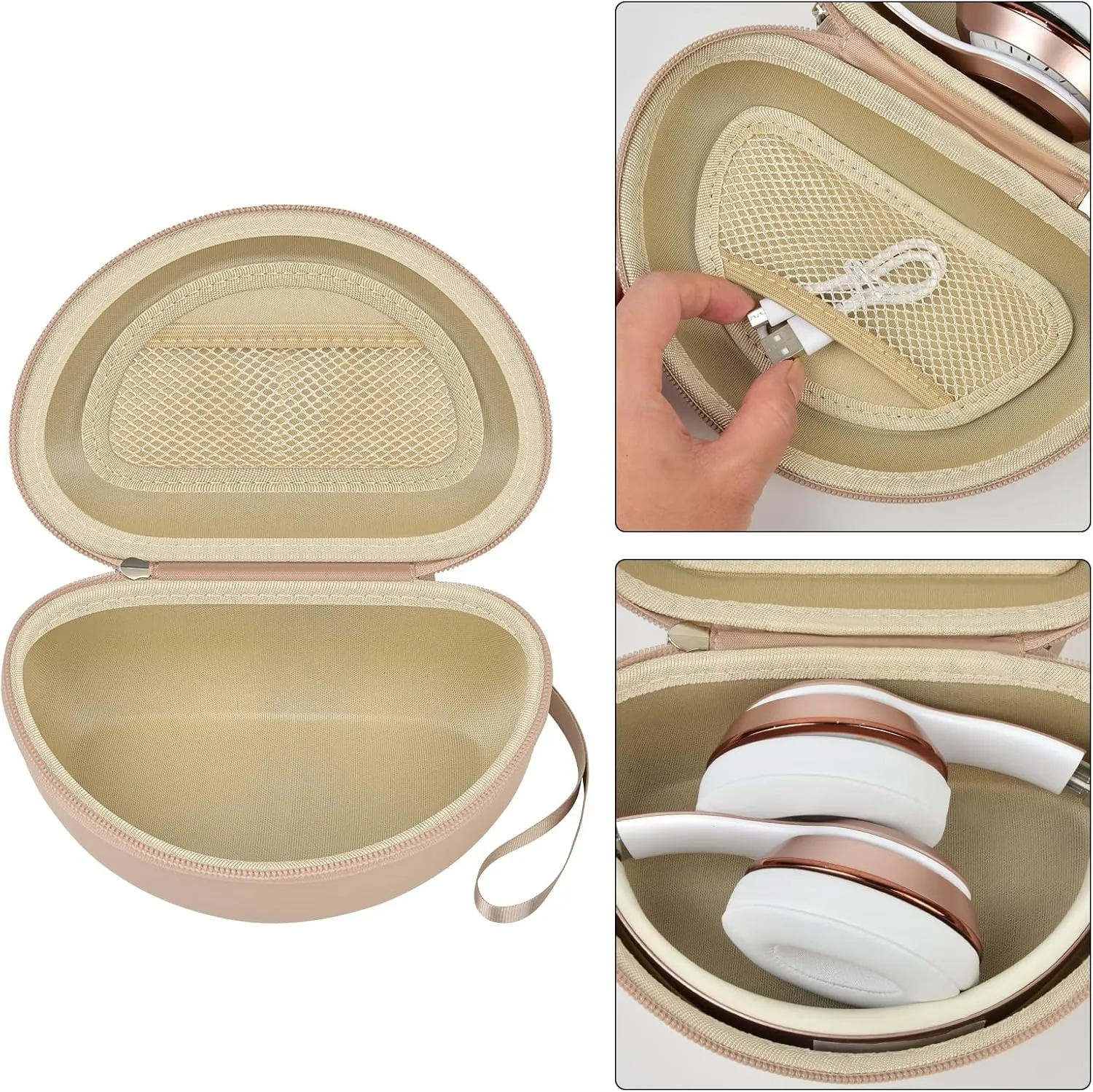 Headphone Case Compatible with Beats Solo 4/ for Beats Studio Pro/for Beats Solo3/ for Beats Studio3/ for Beats Solo2/ for Beats Solo Pro Bluetooth On-Ear Headphones Headset - Beige