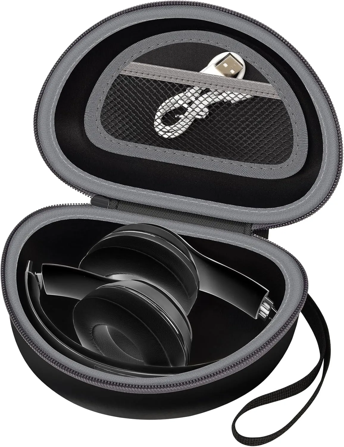 Headphone Case Compatible with Beats Solo 4/ for Beats Studio Pro/for Beats Solo3/ for Beats Studio3/ for Beats Solo2/ for Beats Solo Pro Bluetooth On-Ear Headphones Headset - Black  Grey Zipper