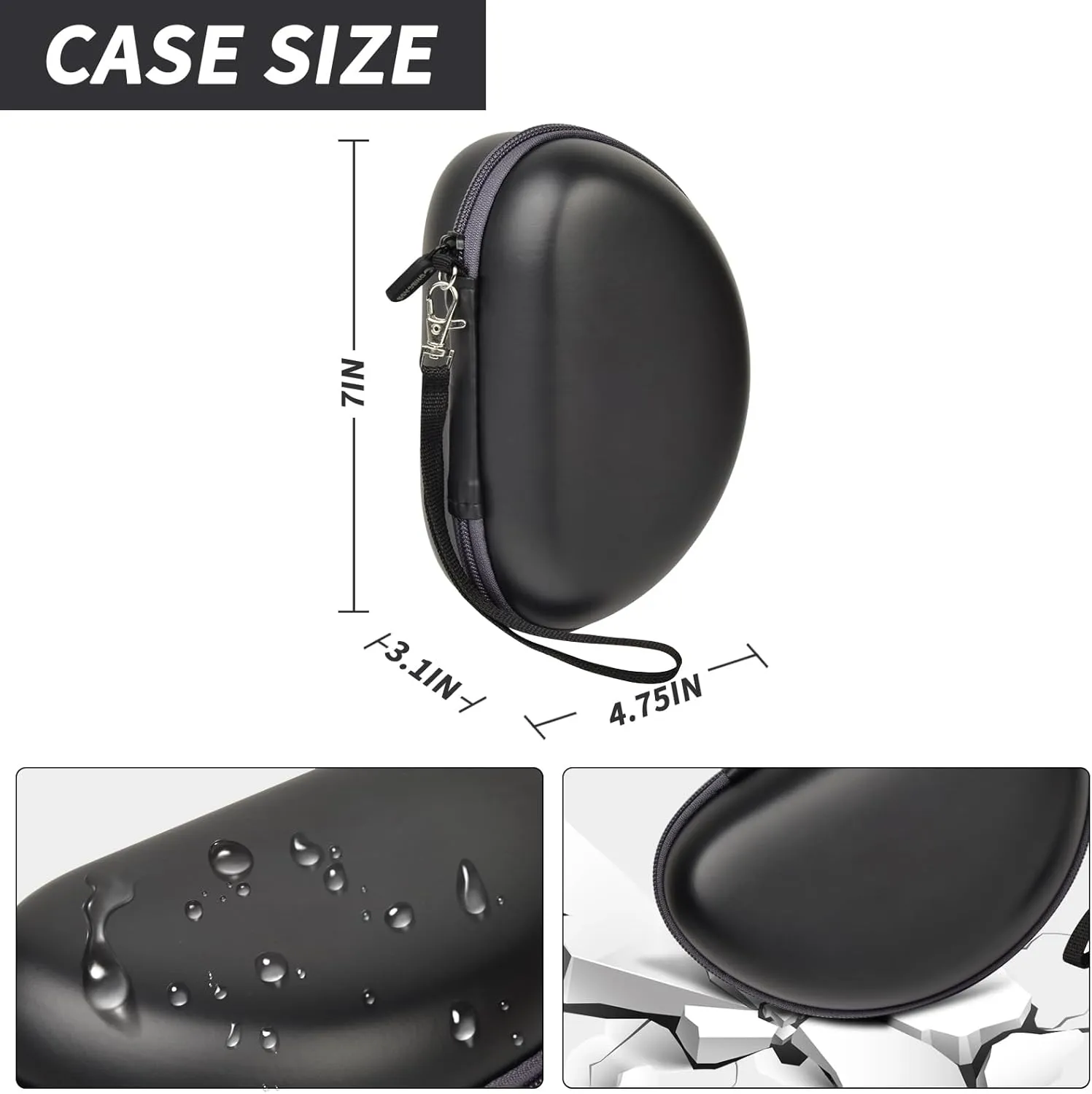 Headphone Case Compatible with Beats Solo 4/ for Beats Studio Pro/for Beats Solo3/ for Beats Studio3/ for Beats Solo2/ for Beats Solo Pro Bluetooth On-Ear Headphones Headset - Black  Grey Zipper