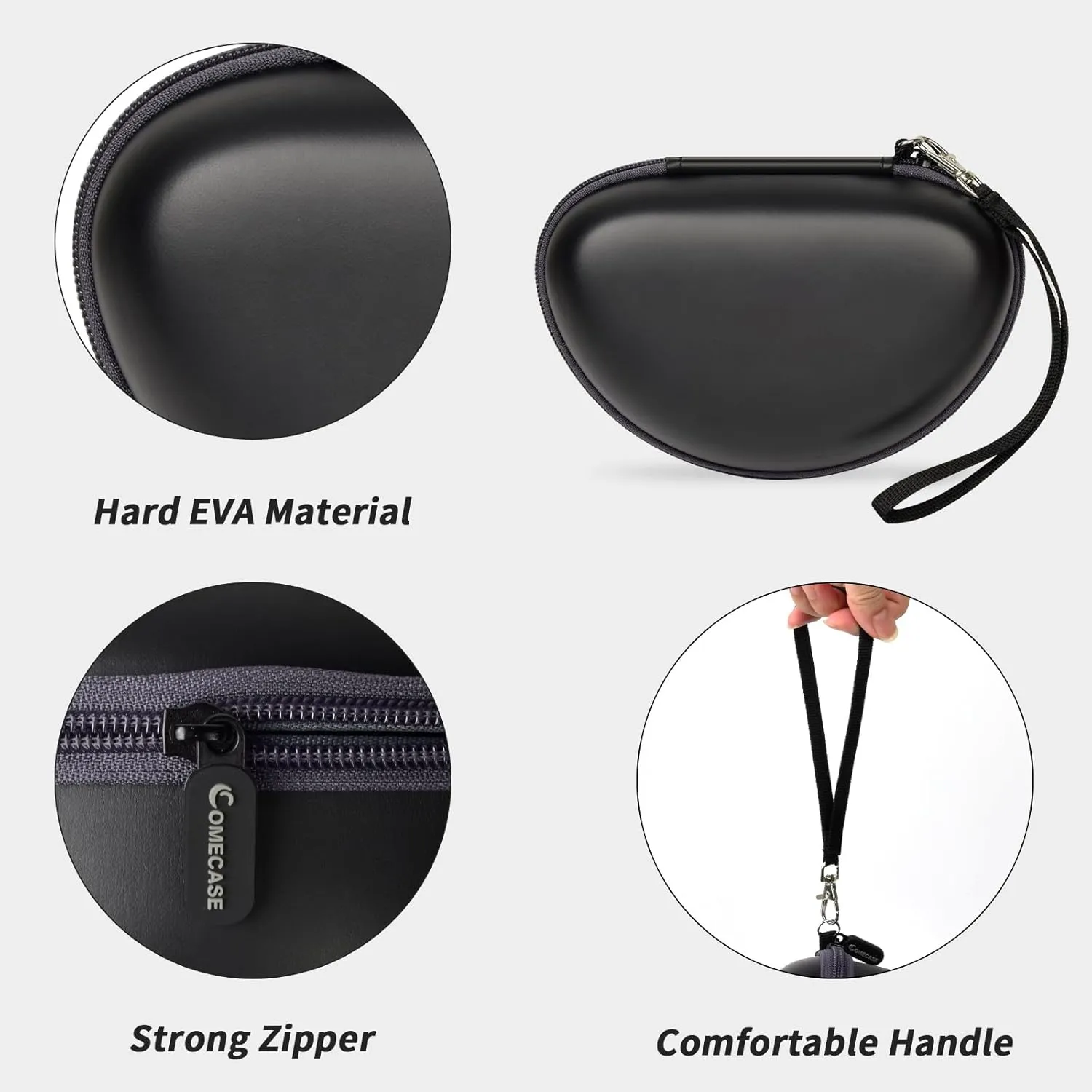 Headphone Case Compatible with Beats Solo 4/ for Beats Studio Pro/for Beats Solo3/ for Beats Studio3/ for Beats Solo2/ for Beats Solo Pro Bluetooth On-Ear Headphones Headset - Black  Grey Zipper