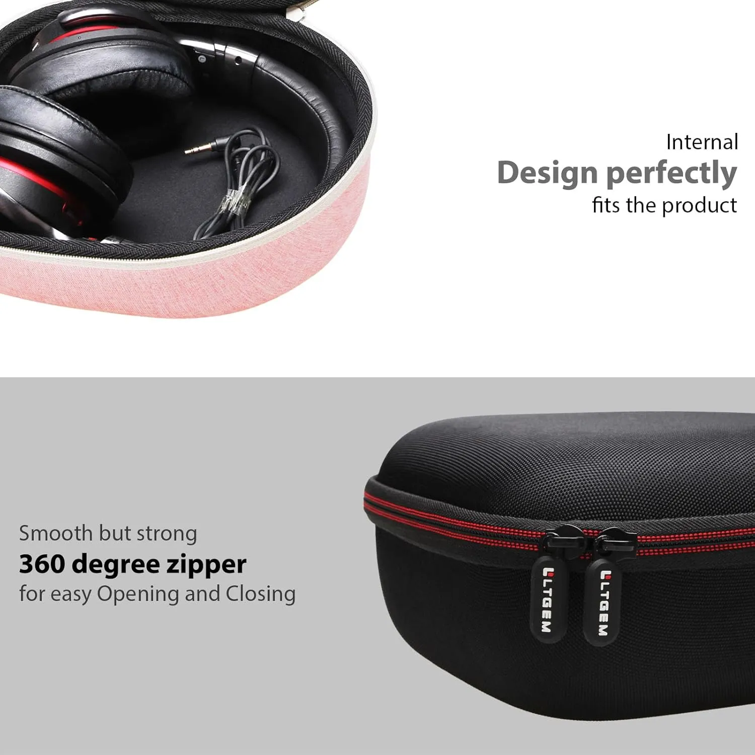 Headphone Headset Case Compatible with JBL, Beats, Sony, Soundcore Anker, Raycon, TOZO, SteelSeries, Logitech, Jabra, Bose, Audio-Technica, Sennheiser Headphones, Black Grey