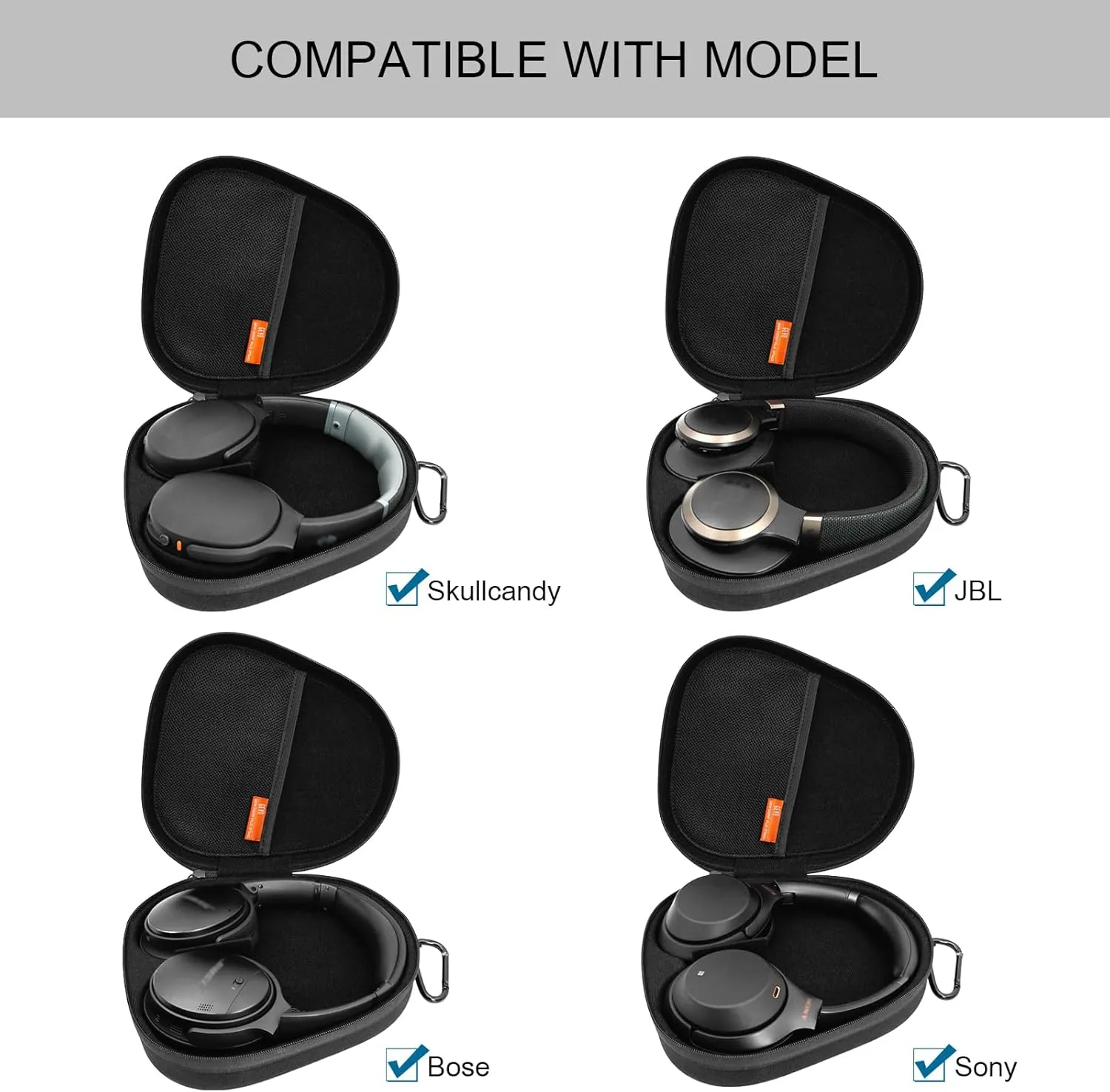 Headphones Case for Skullcandy/JBL/Bose/Sony Wireless Headphones, Travel Case Carrying Cover Bag, Storage Protective Bag with Cable