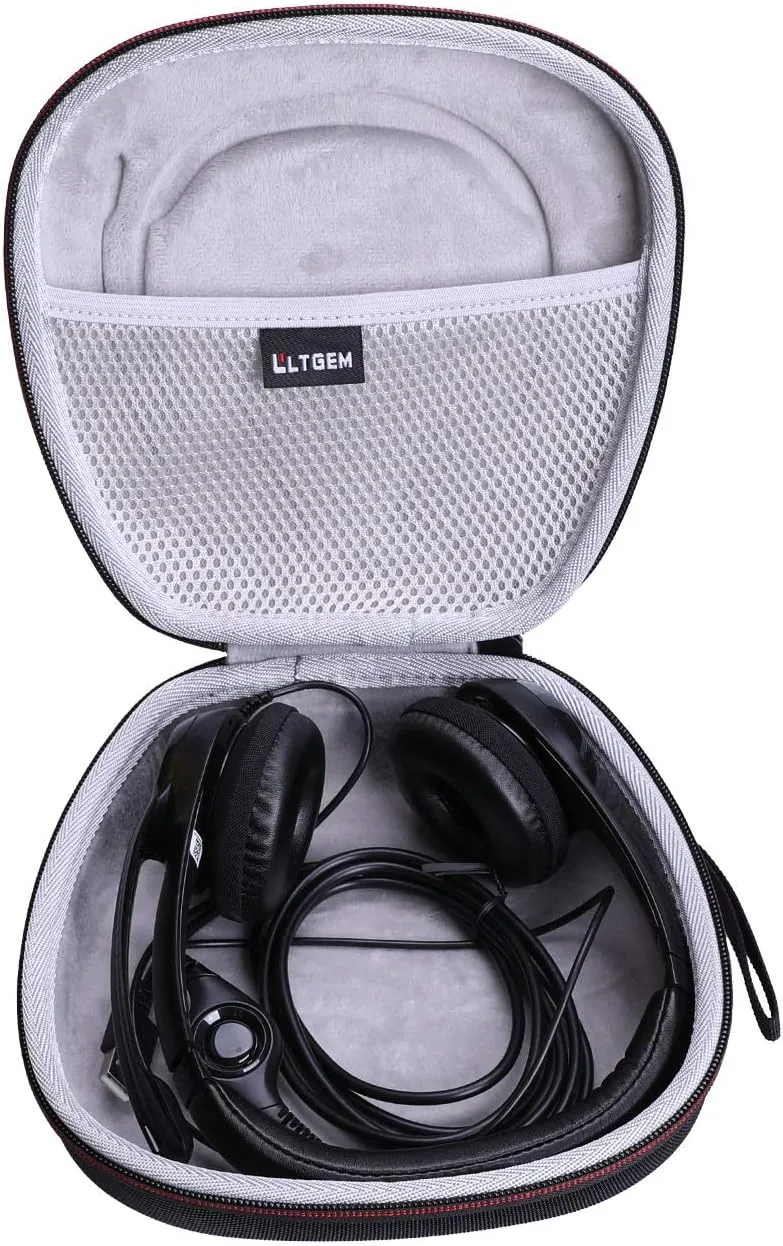Headset Headphone Case Compatible with Logitech H390, H430, H570e, Zone 300, Zone 301 or JLab Go Work, JIAMQISHI, EAGLEND Headset, Black Gray(Case Only)