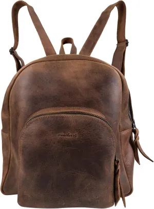 Heather's, Backpack Handmade from Full Grain Leather - Adjustable Straps - Carry, Organize and Store Notebooks, Make Up, Phone, Great for Travel - Bourbon Brown