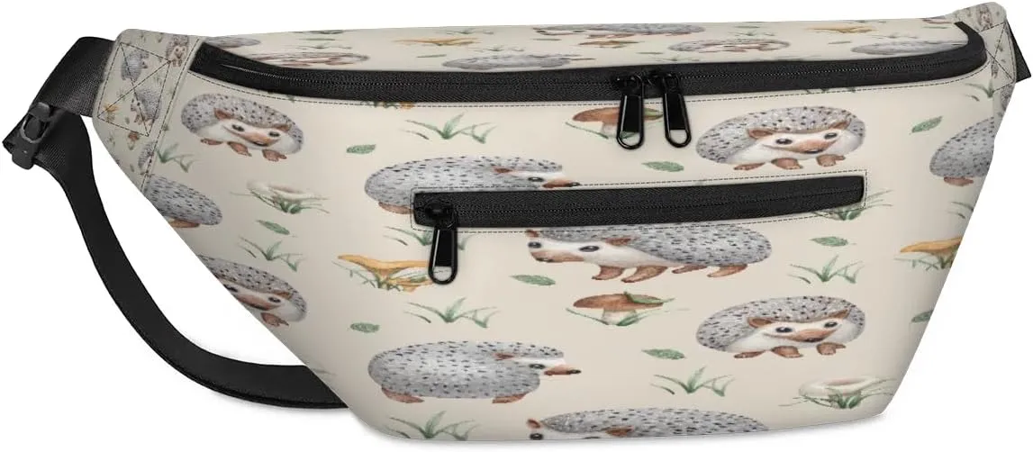 Hedgehogs Crossbody Sling Bag for Women Men Crossbody Backpack with 4 Zipper Pockets Fanny Pack Shoulder Casual Daypack for Travel Running Hiking Cycling
