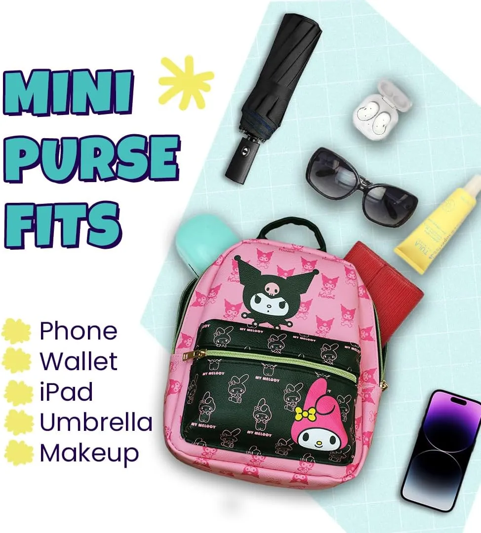 Hello Kitty and Friends Mini PU Leather Backpack Purse with Adjustable Straps 10 Inch (Pink, One Size)