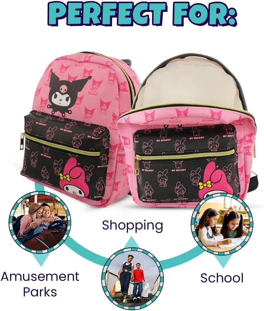 Hello Kitty and Friends Mini PU Leather Backpack Purse with Adjustable Straps 10 Inch (Pink, One Size)