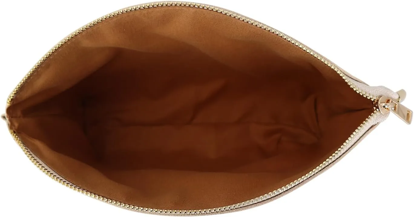 HIFA Leather Makeup Bag, Travel Makeup Bag -Perfect Size, Top Zipper Closure, Lined Inside- Makeup Case, Makeup Organizer Bag