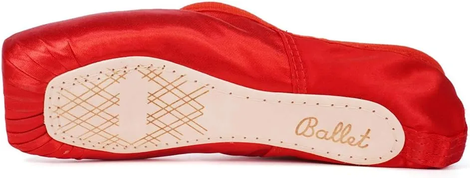 HIPPOSEUS Ballet Pointe Shoes for Women Girls Professional Ballet Dance Slippers with Ribbon