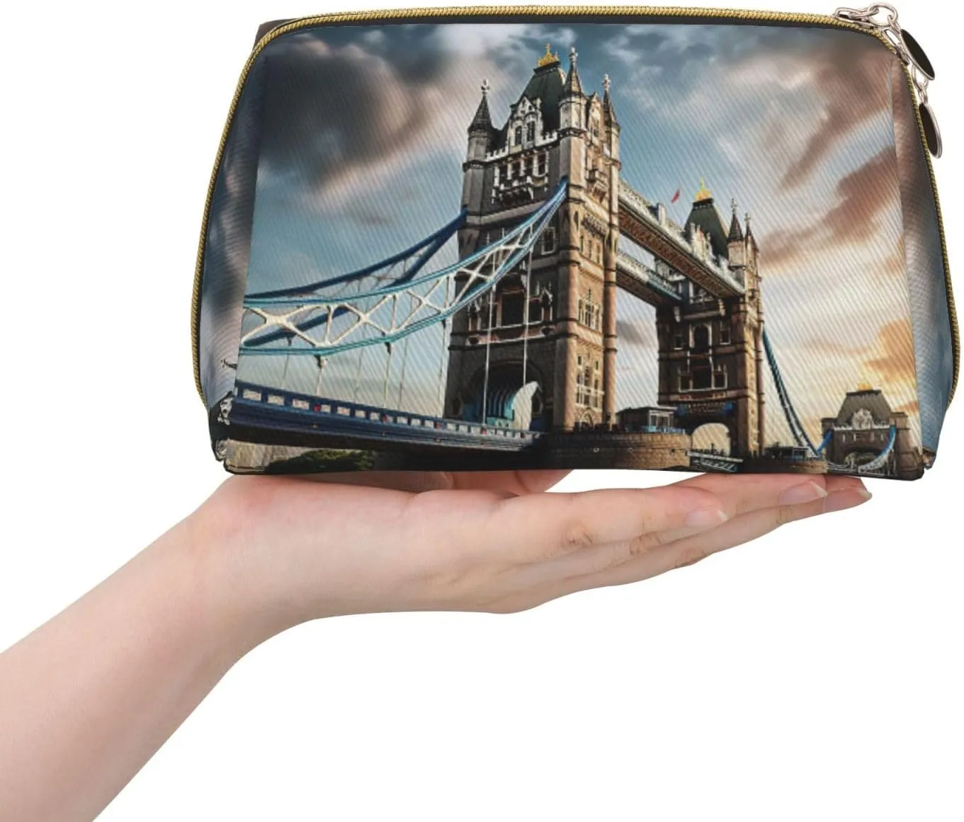 Historic Old Tower Bridge London Travel Toiletry Organizer, Portable Makeup Bag For Women