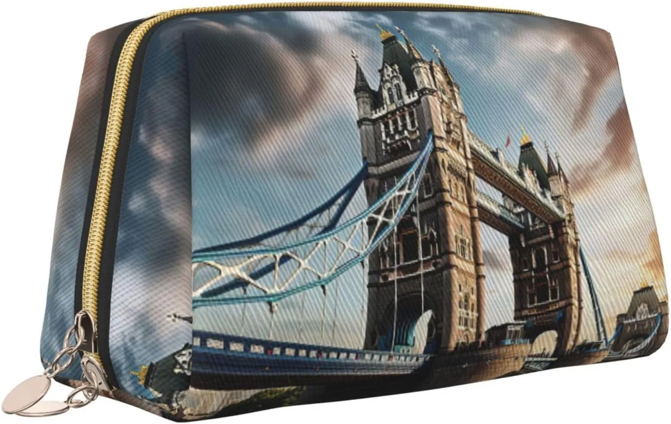 Historic Old Tower Bridge London Travel Toiletry Organizer, Portable Makeup Bag For Women