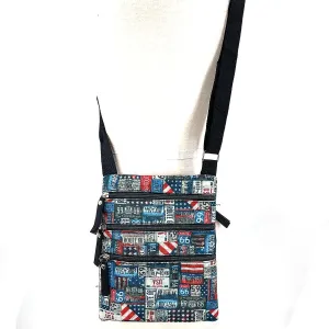 Historic Route 66 Signs Nylon Tri-Layer Crossbody Bag, Blue