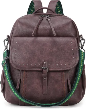 HKCLUF Backpack Purse For Womens Leather Anti-theft Purse Backpack Fashion Multiple Pockets Work Travel Backpack Convertible Travel Shoulder Bag Deepcoffee
