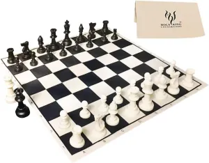 HOLYKING 19" Tournament Cloth Chess Board Set - Portable Travel Pocket Chess Game Set Roll Up Combination- Beginner Chess Set for Kids and Adults