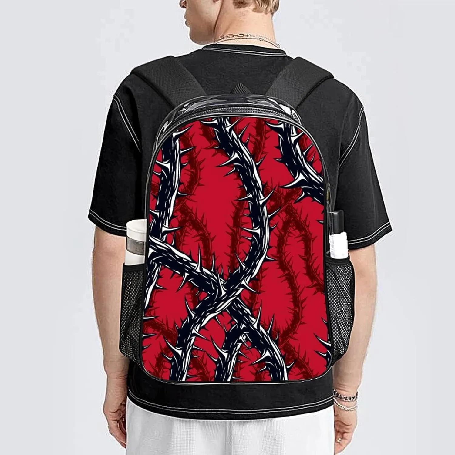 Horror Blackthorn Branches Thorns Clear Backpack PVC Water Resistant Hiking Business Travel Transparent Durable Daypack for Women Men 43x32x13cm