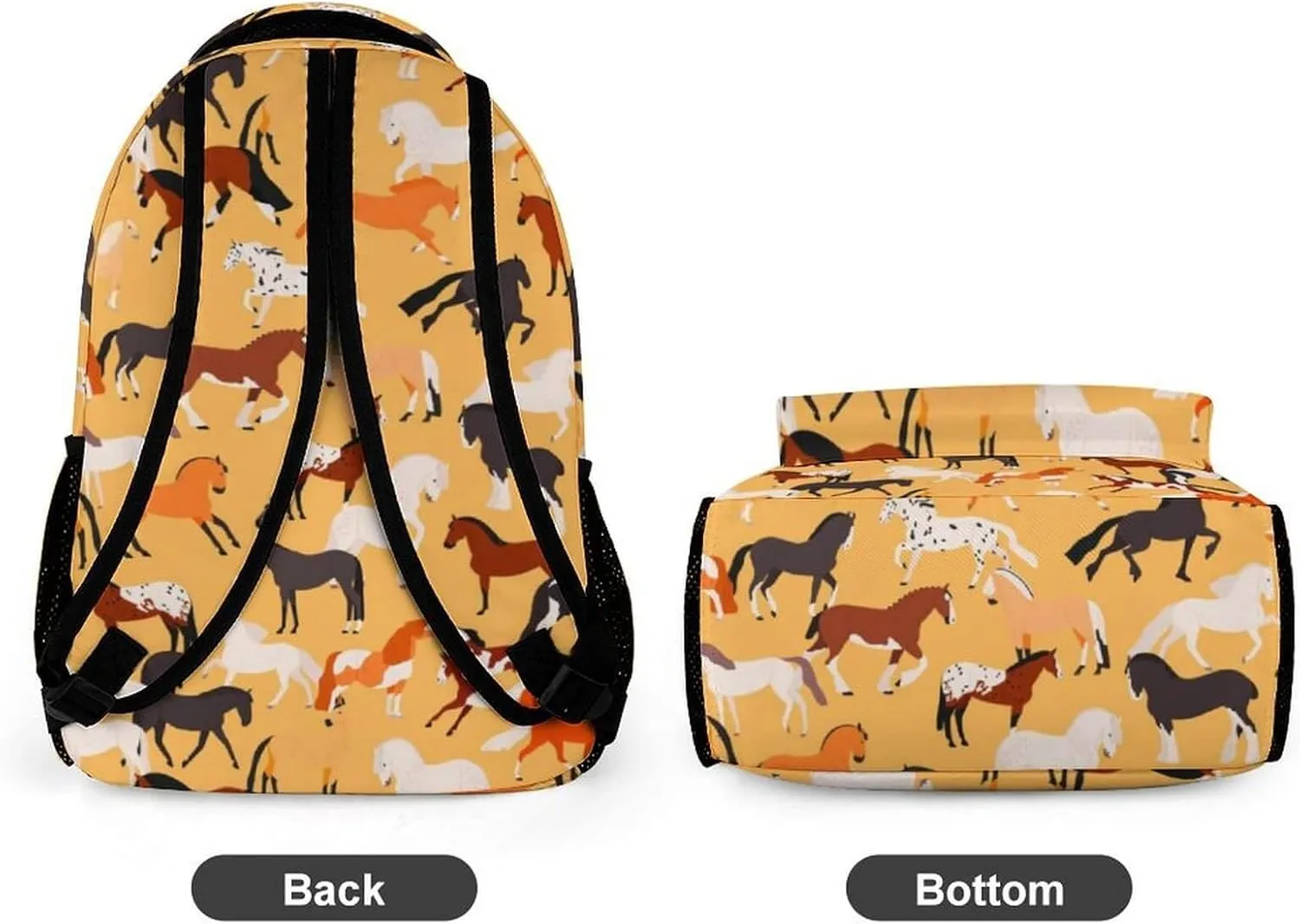 Horse School Backpack for Kids Girls Boys, 16 Inch Cute Horses Themed Bookbag, Personality School Backpack for Students Children, Lightweight, Large Capacity