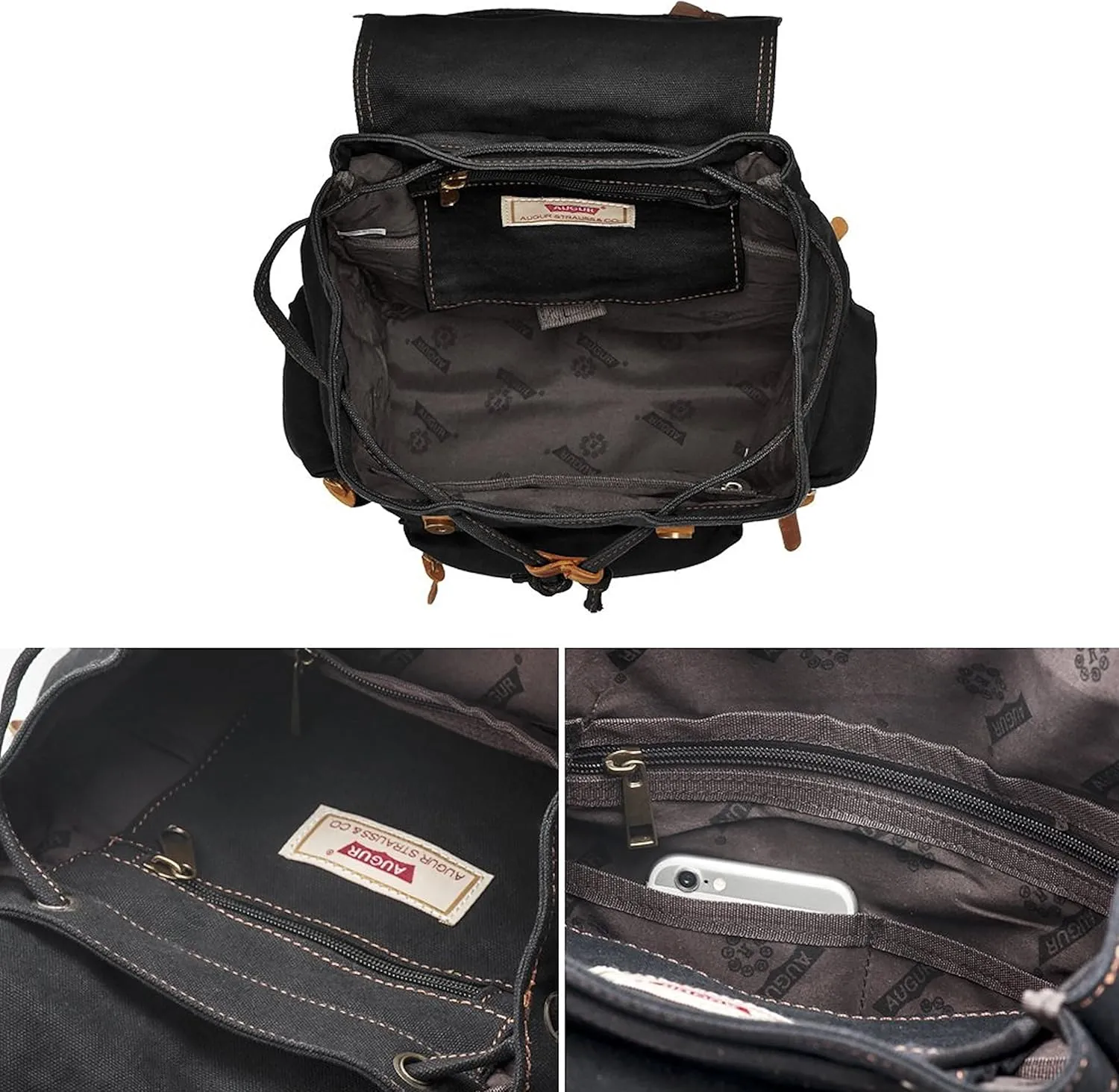 HuaChen Vintage Canvas Backpack, Large Capacity Travel Rucksack for Men Women,Hiking, Camping, School, and Outdoor Activities