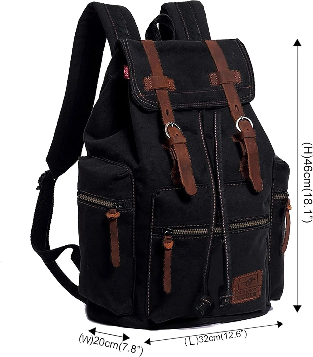 HuaChen Vintage Canvas Backpack, Large Capacity Travel Rucksack for Men Women,Hiking, Camping, School, and Outdoor Activities