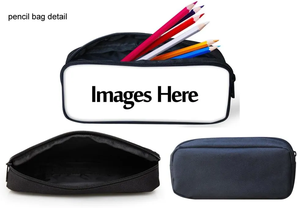 HUGS IDEA 3-Piece Kid Backpack Black Horse School Bags Set Cute 3 in 1 Backpack Schoolbag with Lunch Box and Pencil Case for Girls Boys