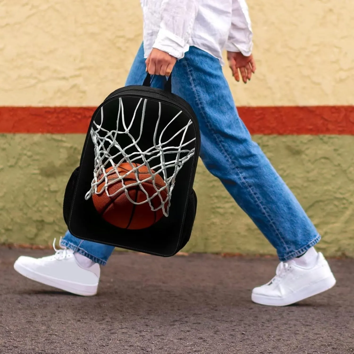 HUGS IDEA Basketball School Backpack for Boys Elementary Students Middle High Students Shoulder Bagpack Knapsack 17 Inches