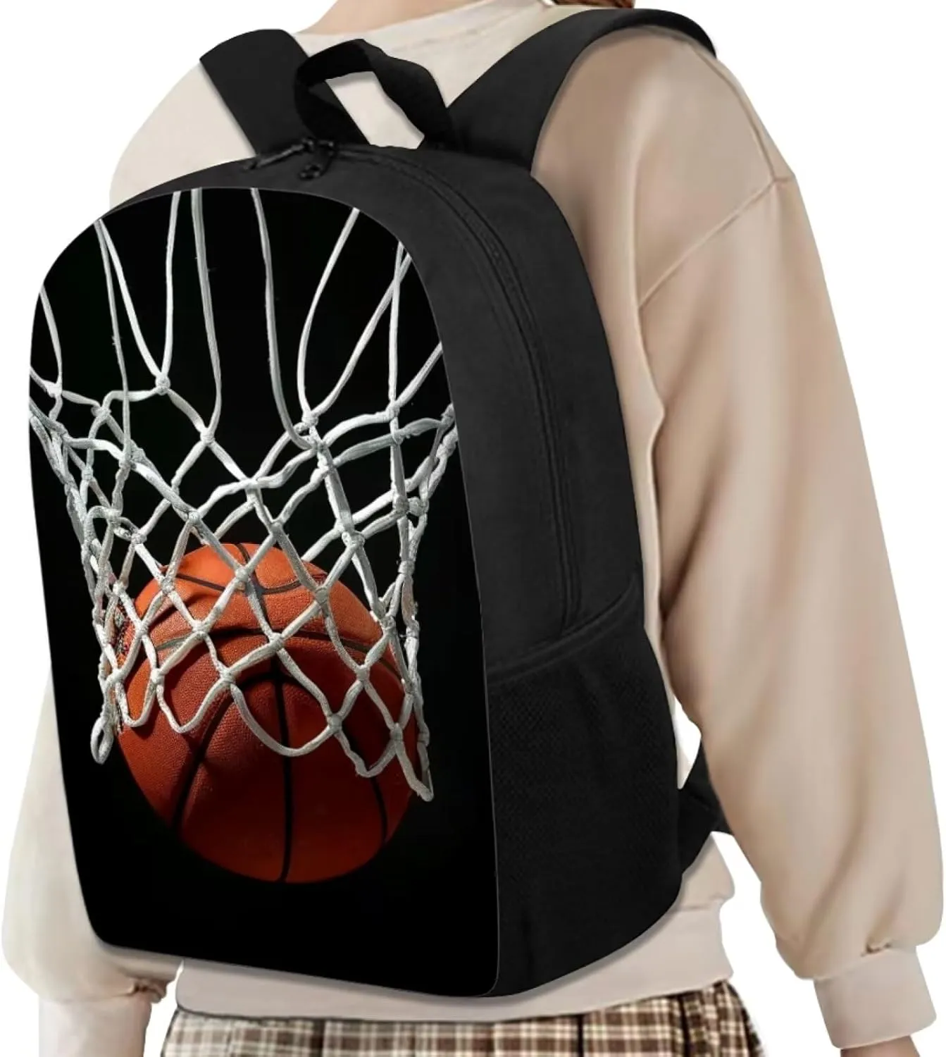 HUGS IDEA Basketball School Backpack for Boys Elementary Students Middle High Students Shoulder Bagpack Knapsack 17 Inches