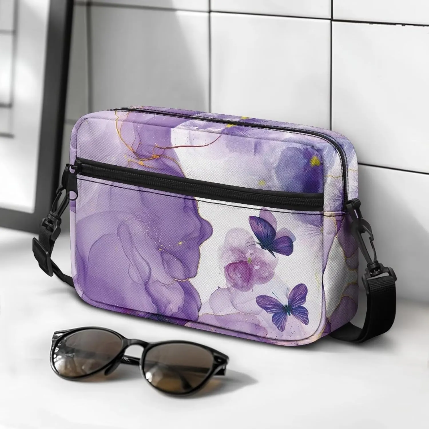HUGS IDEA Canvas Crossbody Bag for Women Shoulder Bag with Zipper Pockets Cell Phone Bag