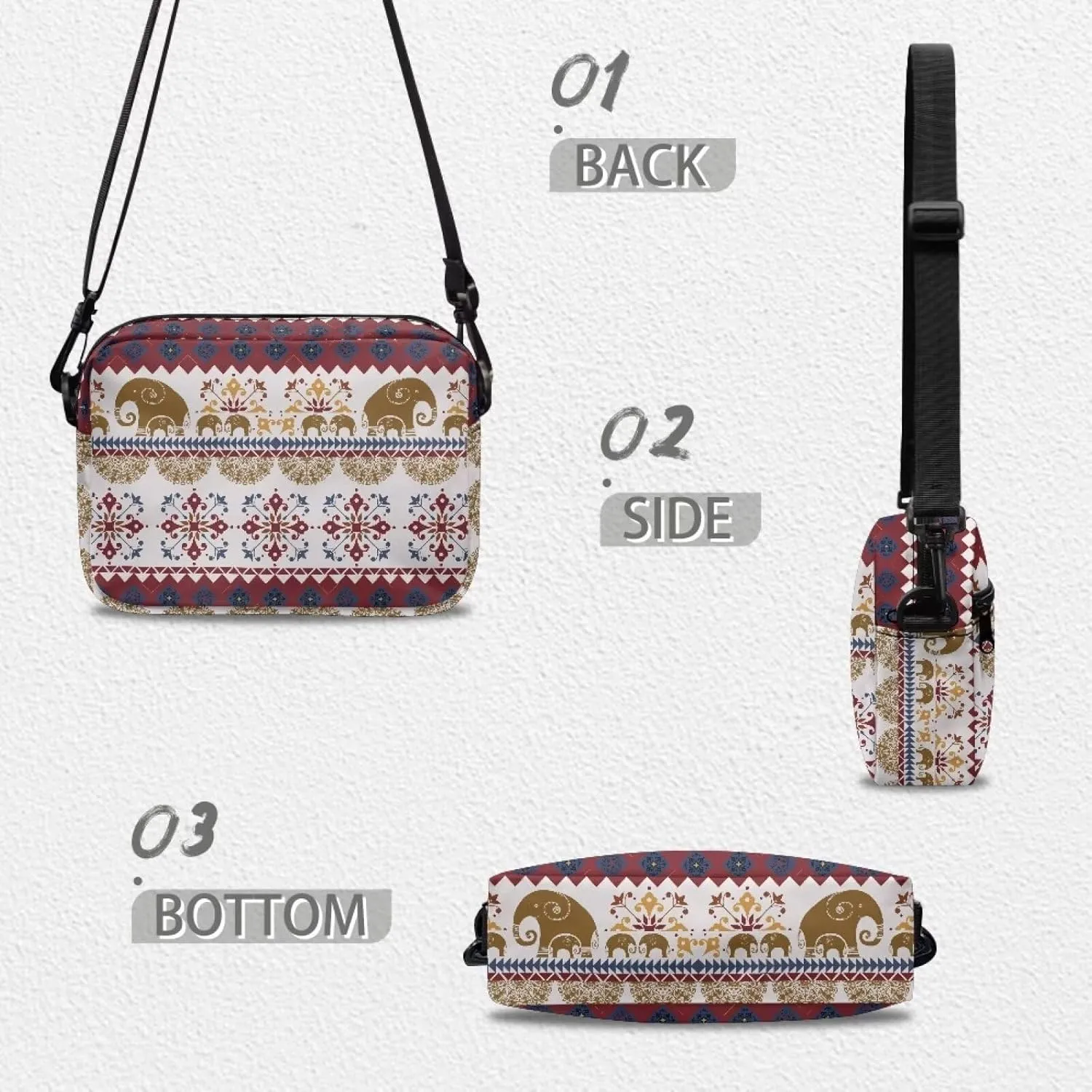 HUGS IDEA Canvas Crossbody Bag for Women Shoulder Bag with Zipper Pockets Cell Phone Bag
