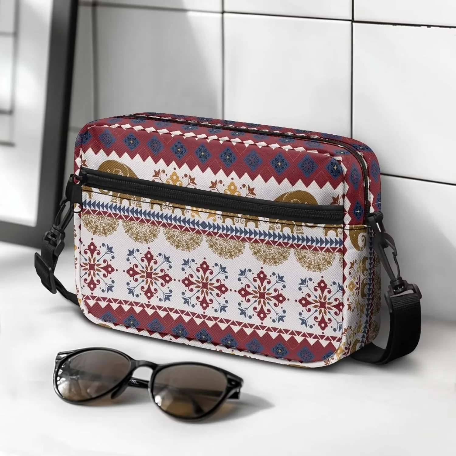 HUGS IDEA Canvas Crossbody Bag for Women Shoulder Bag with Zipper Pockets Cell Phone Bag