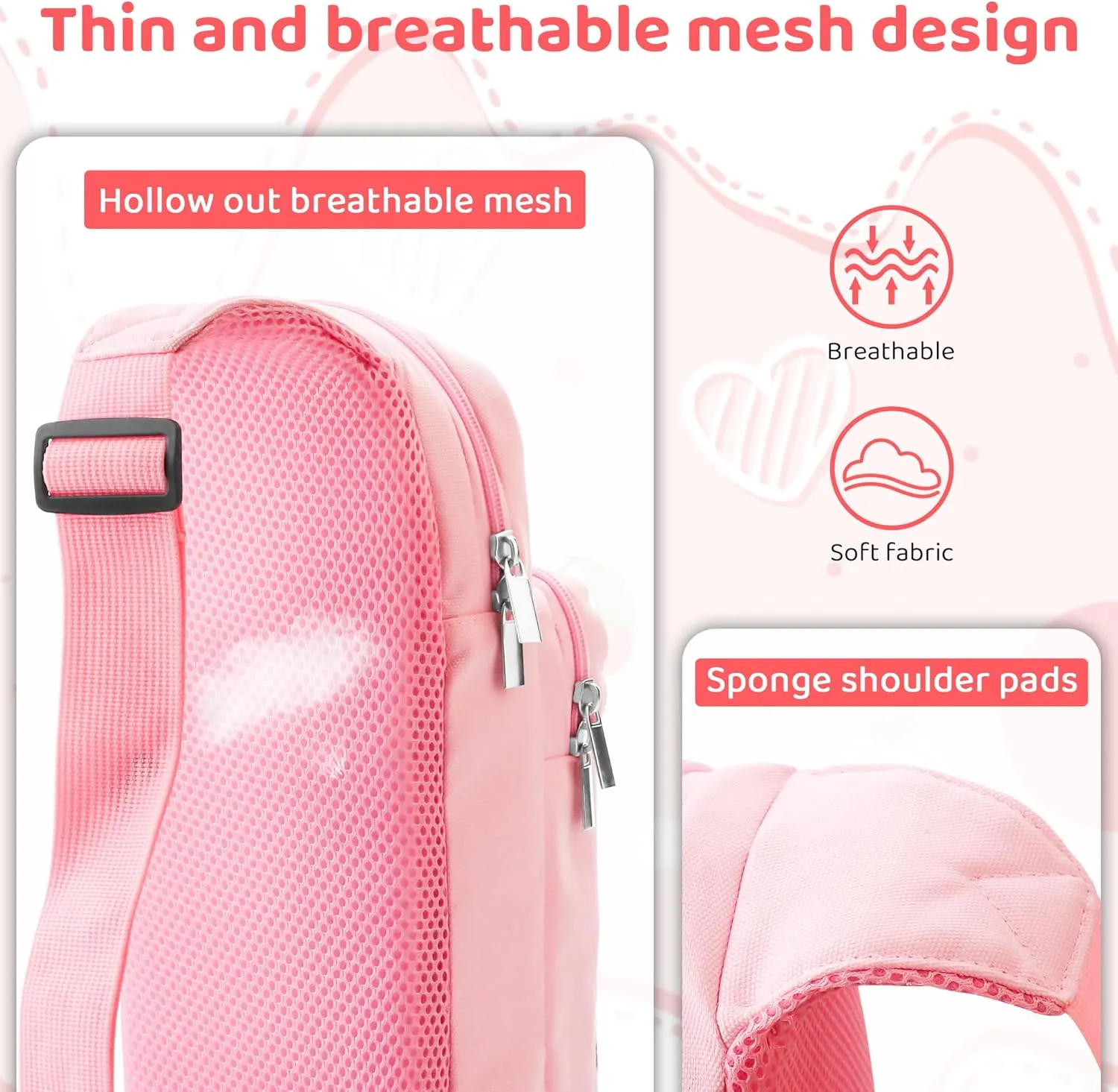 HYPERCASE Pink Strawberry Carrying Travel Bag for Nintendo Switch/OLED/Lite, Cute Sling Crossbody Backpack with 2 Pockets for Switch Console, Dock, Joycon & Accessories Storage with 2 Thump Caps
