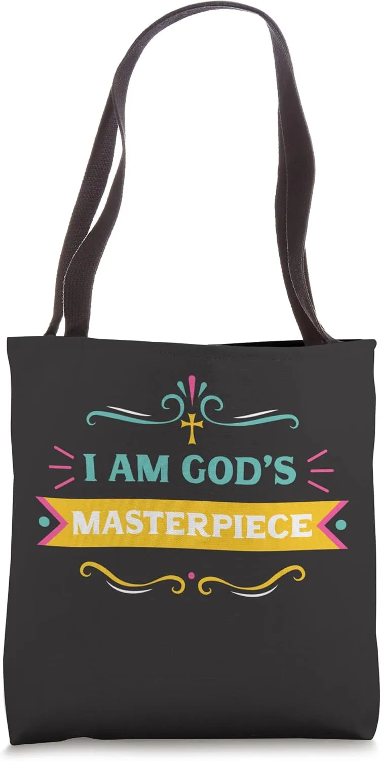 I Am God's Masterpiece Bible Verse Scripture Ephesians 2:10 Tote Bag