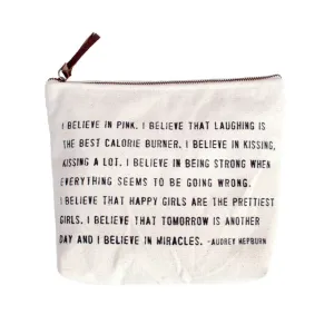 I Believe In Pink Canvas Zip Bag