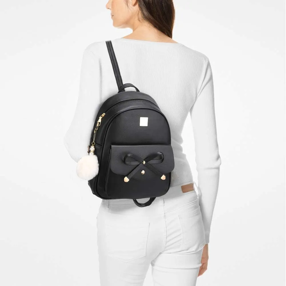 I IHAYNER Girls Bowknot 3-Pieces Fahsion Leather Backpack Backpack Purse for Women Rucksack for Ladies Shoulder Bag