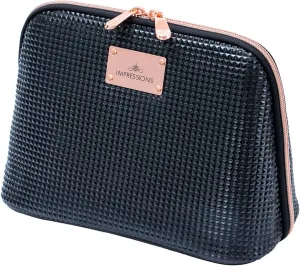 Impressions Vanity Raven Cosmetic Travel Bag, Makeup Bag for Travel with Mini Pyramid Style Faux Leather, Waterproof Pouch Organizer Bag for Makeup and Cosmetics and Travel Friendly (Black)