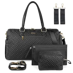 iniuniu Diaper Bag Tote, Large Diaper Baby Bag with Cosmetic bag Changing Pad, Multifunction Waterproof Travel Bag Mommy Bag, Black