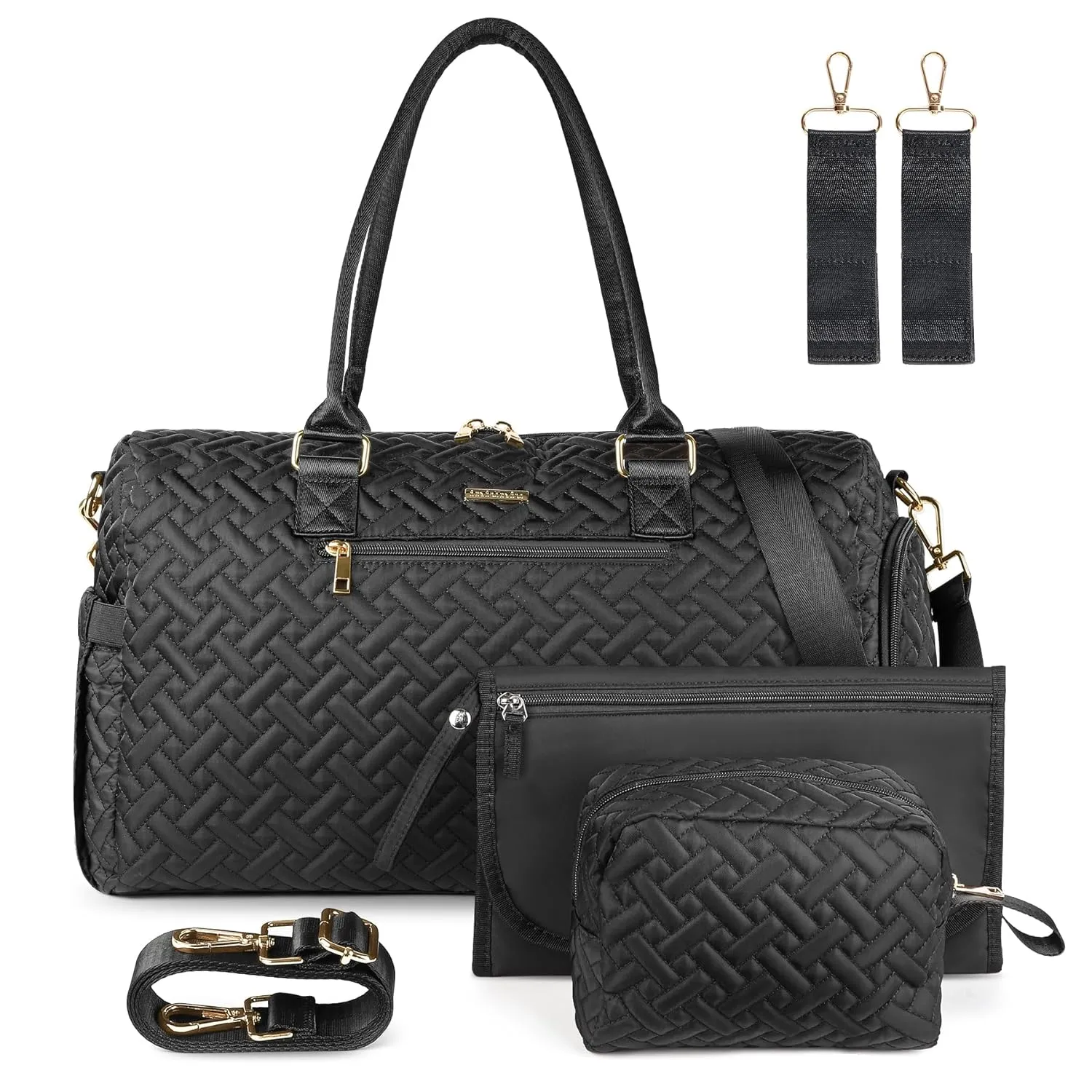 iniuniu Diaper Bag Tote, Large Diaper Baby Bag with Cosmetic bag Changing Pad, Multifunction Waterproof Travel Bag Mommy Bag, Black