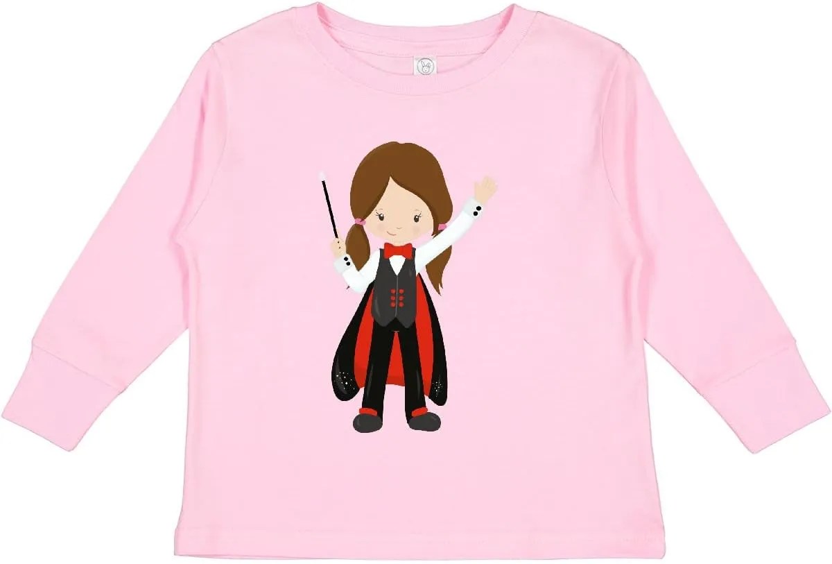 inktastic Magician Girl, Brown Hair, Magic Trick, Toddler Long Sleeve T-Shirt
