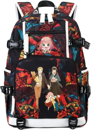 ISaikoy Anime Anya Forger Backpack Shoulder Bag Bookbag School Bag Laptop Bag Daypack 12