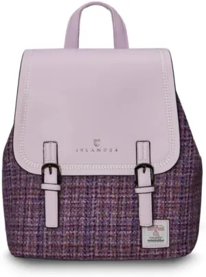 Islander Harris Tweed Jura Backpack for Women, Violet Mini Dogtooth