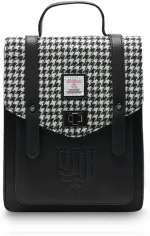 Islander HarrisTweed The Mini Carloway Backpack, Black and White Dogtooth, Mini