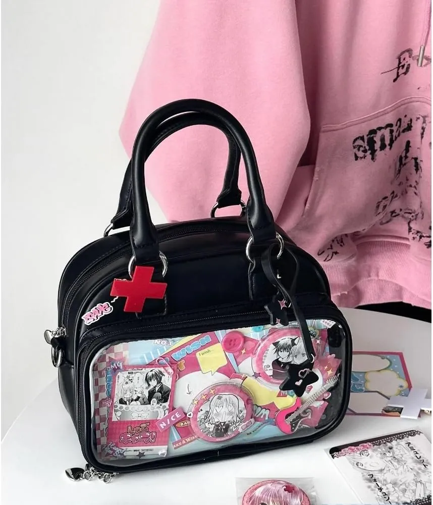 Ita Bag Ita Backpack with Insert Big Capacity Single Shoulder Bag Crossbody Bag Y2k Handbag Commuter Bag (Black)