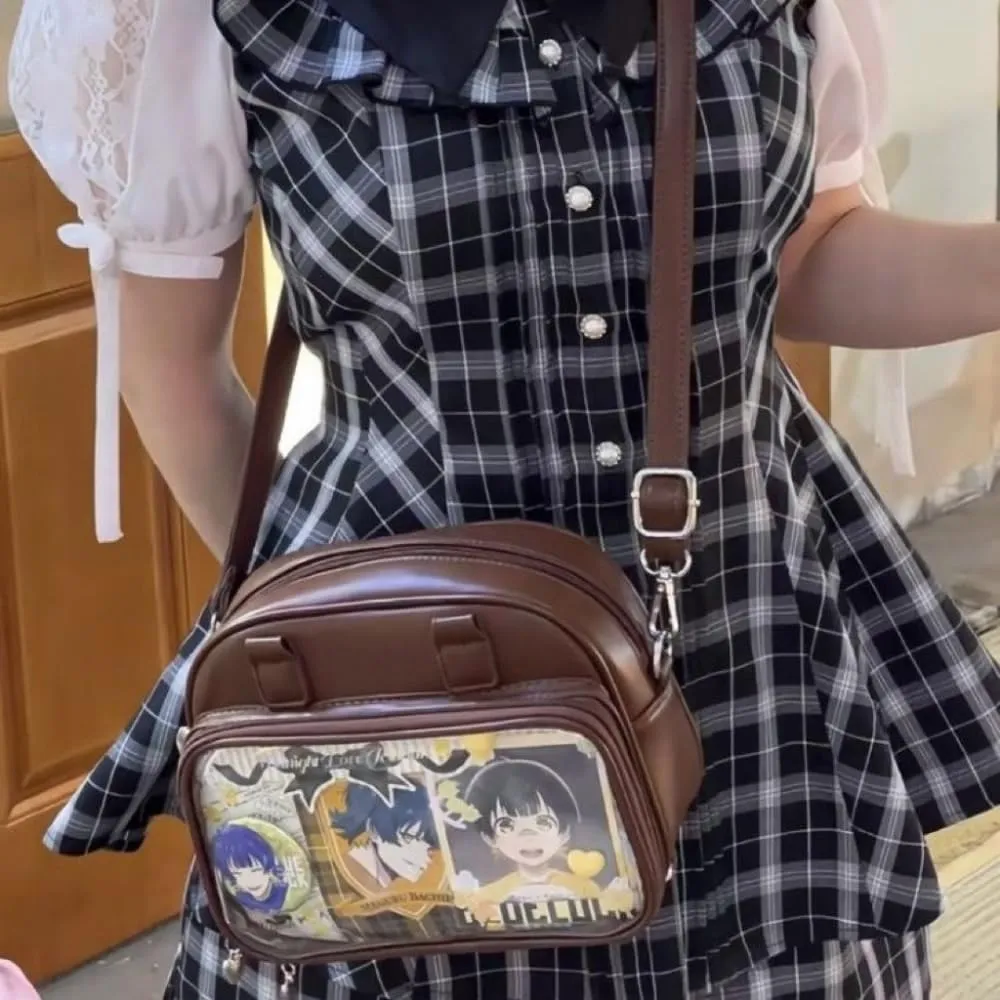 Ita Bag Ita Backpack with Insert Big Capacity Single Shoulder Bag Crossbody Bag Y2k Handbag Commuter Bag (Brown)