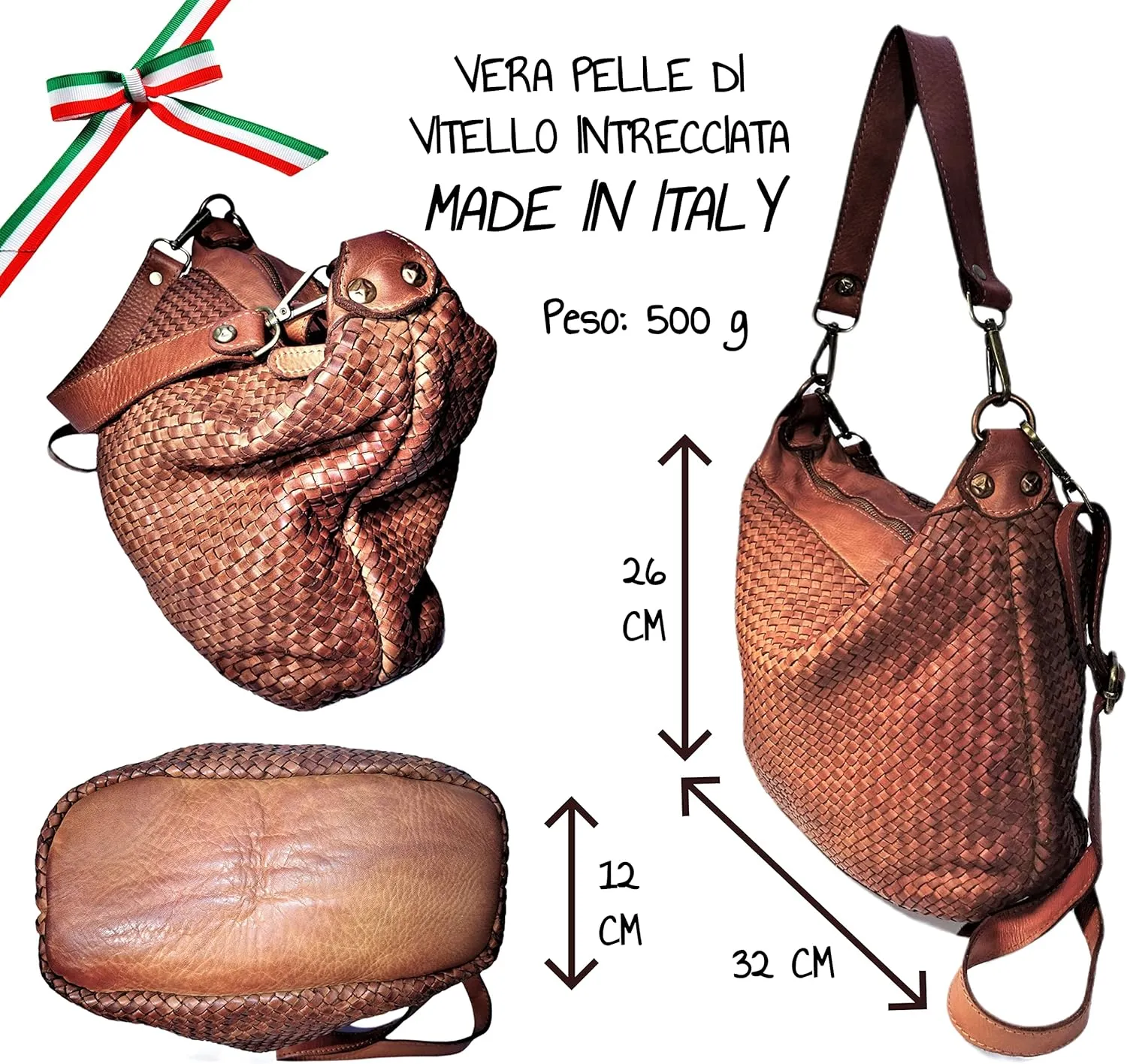 Italian Leather Handbag, Soft and Durable, Versatile Design