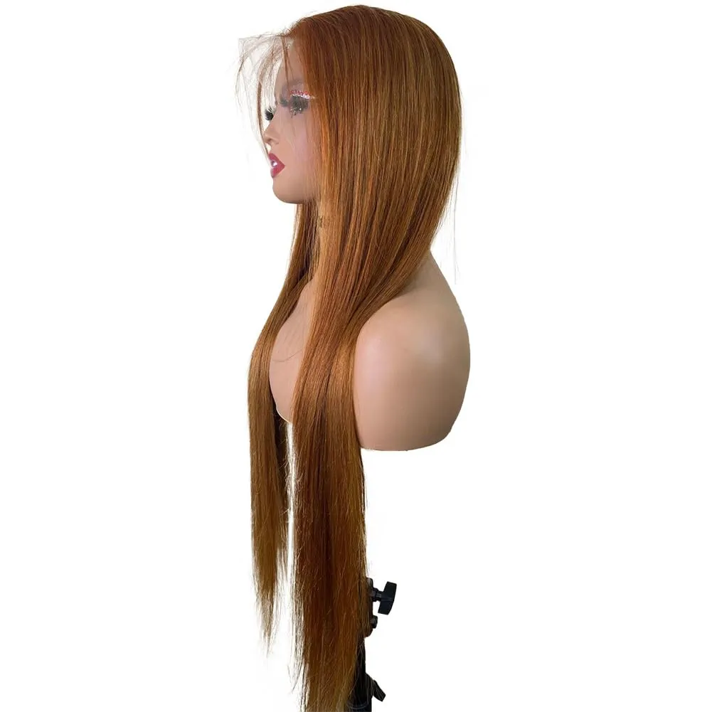 ITODAY 30 Inch Ginger Blonde Straight 13x4 HD Lace Front Wig Human Hair, Pre Plucked with Baby Hair