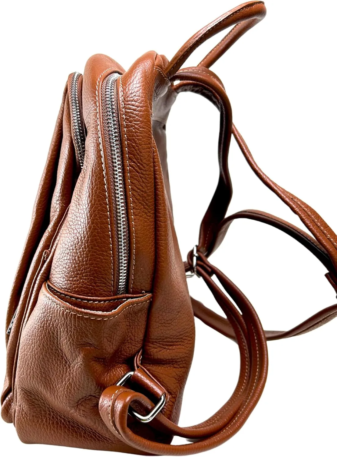 IVAN TROY MADE IN ITALY Anta Leather Zipper Backpack - Stylish and Durable Leather Backpack for Women (Brown)