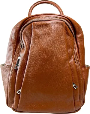 IVAN TROY MADE IN ITALY Anta Leather Zipper Backpack - Stylish and Durable Leather Backpack for Women (Brown)