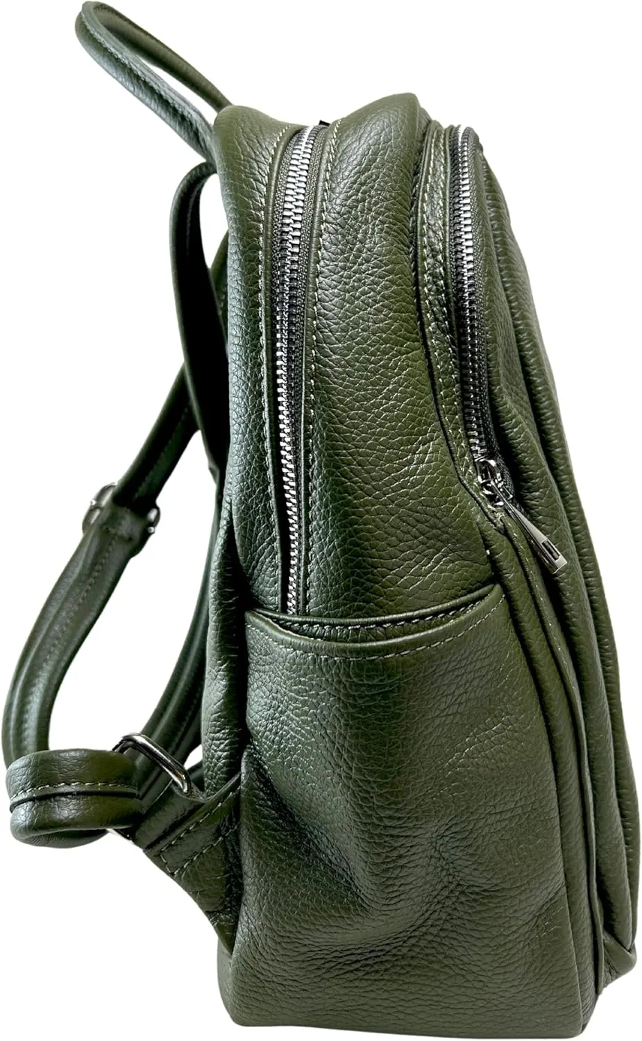 IVAN TROY MADE IN ITALY Anta Leather Zipper Backpack - Stylish and Durable Leather Backpack for Women (Green)