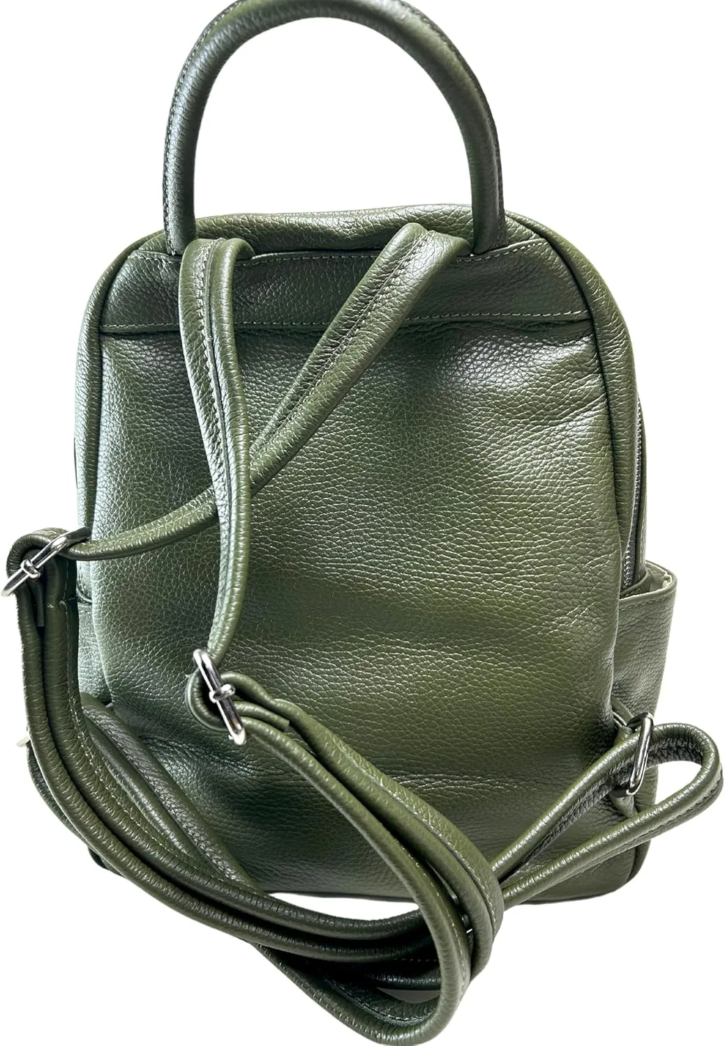 IVAN TROY MADE IN ITALY Anta Leather Zipper Backpack - Stylish and Durable Leather Backpack for Women (Green)