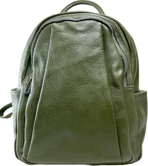 IVAN TROY MADE IN ITALY Anta Leather Zipper Backpack - Stylish and Durable Leather Backpack for Women (Green)