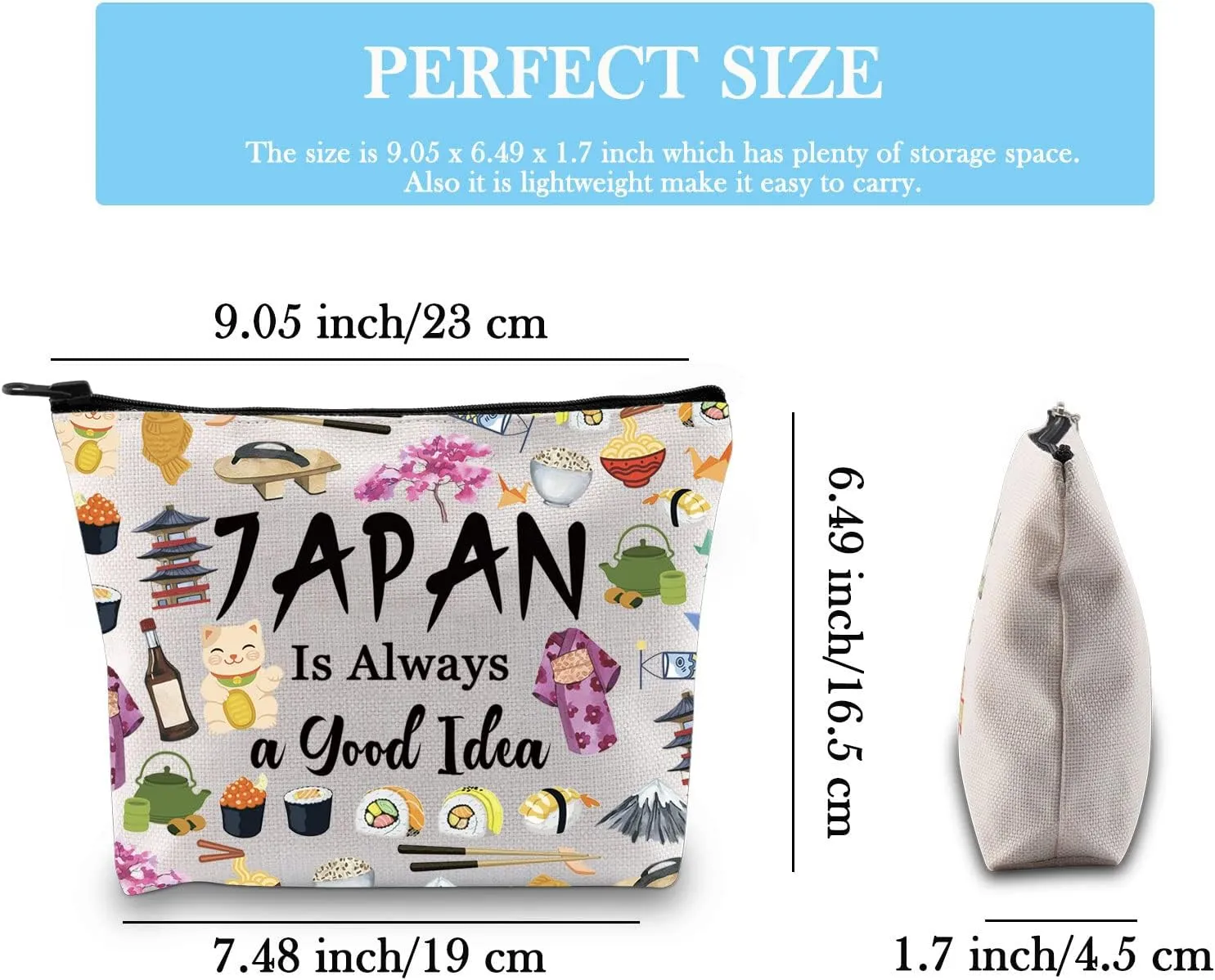 Japan Surprise Trip Gift Japan Vacation Gift Japan Travel Gift Japan Is Always a Good Idea Travel Zipper Makeup Bag for Japanese Culture Lovers (Good Idea Japan)