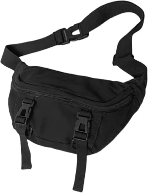 Japanese Style Canvas Crossbody Purse Chest Bag for Men and Women Versatile Black Shoulder Pack Adjustable Strap